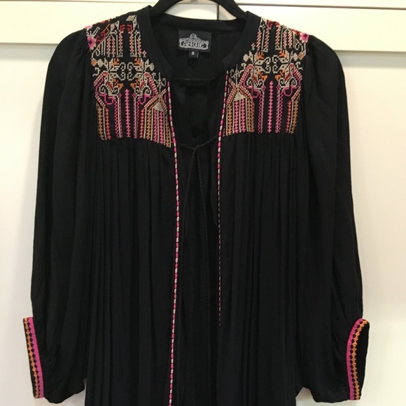Angie Tops - Womens Black Embroidered Angie Tunic Top New w Tag